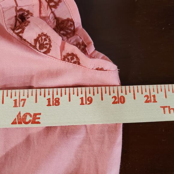Loft NWT Womens Floral Embroidered Henley Button Peplum Shell Top Size M Pink - Picture 9 of 10